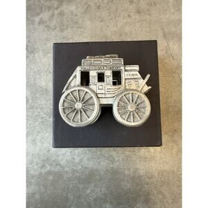 RARE Wells Fargo Bank Stagecoach Pewter Paperweight HIGHLY COLLECTIBLE w/ Box